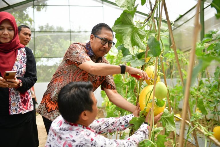 Pj Bupati Indramayu, Dr. H. Dedi Taufik, M. Si, bersama dengan Plt Kepala Dinas Ketahanan Pangan dan Pertanian (DKPP) serta jajaran Satuan Kerja Perangkat Daerah (SKPD) terkait, saat melakukan kunjungan kerja ke Balai Benih Hortikultura. Foto: dok.diskominfo