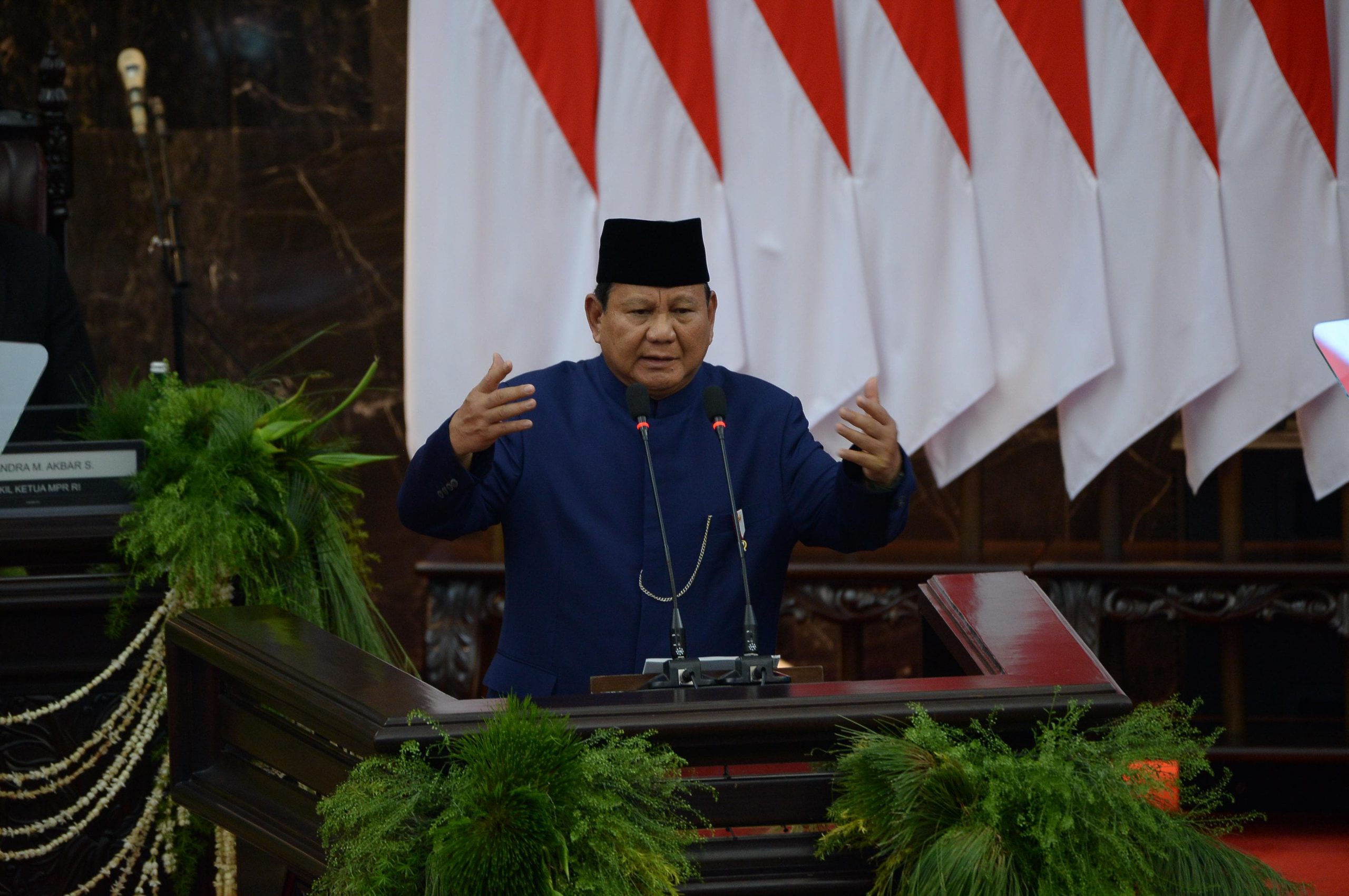 Presiden Republik Indonesia, Prabowo Subianto, saat menyampaikan pidato kenegaraan usai dilantik. Foto: Istimewa